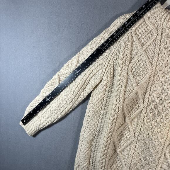 Glen Eany Genuine Donegal Knit 100% Wool Sweater Ireland Long‎ Sleeve Ivory L - Picture 6 of 10